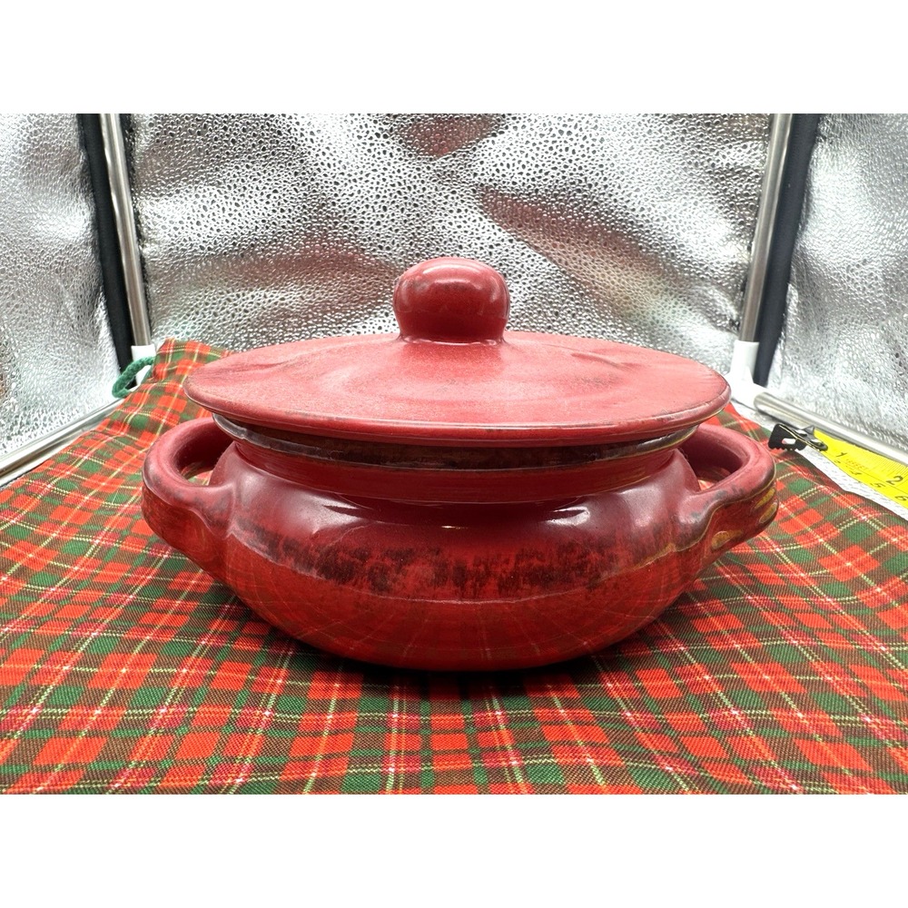 DE SILVA 6‎ RED Casserole Baking Dish Lid Handles Ceramic Italian Terracotta VTG